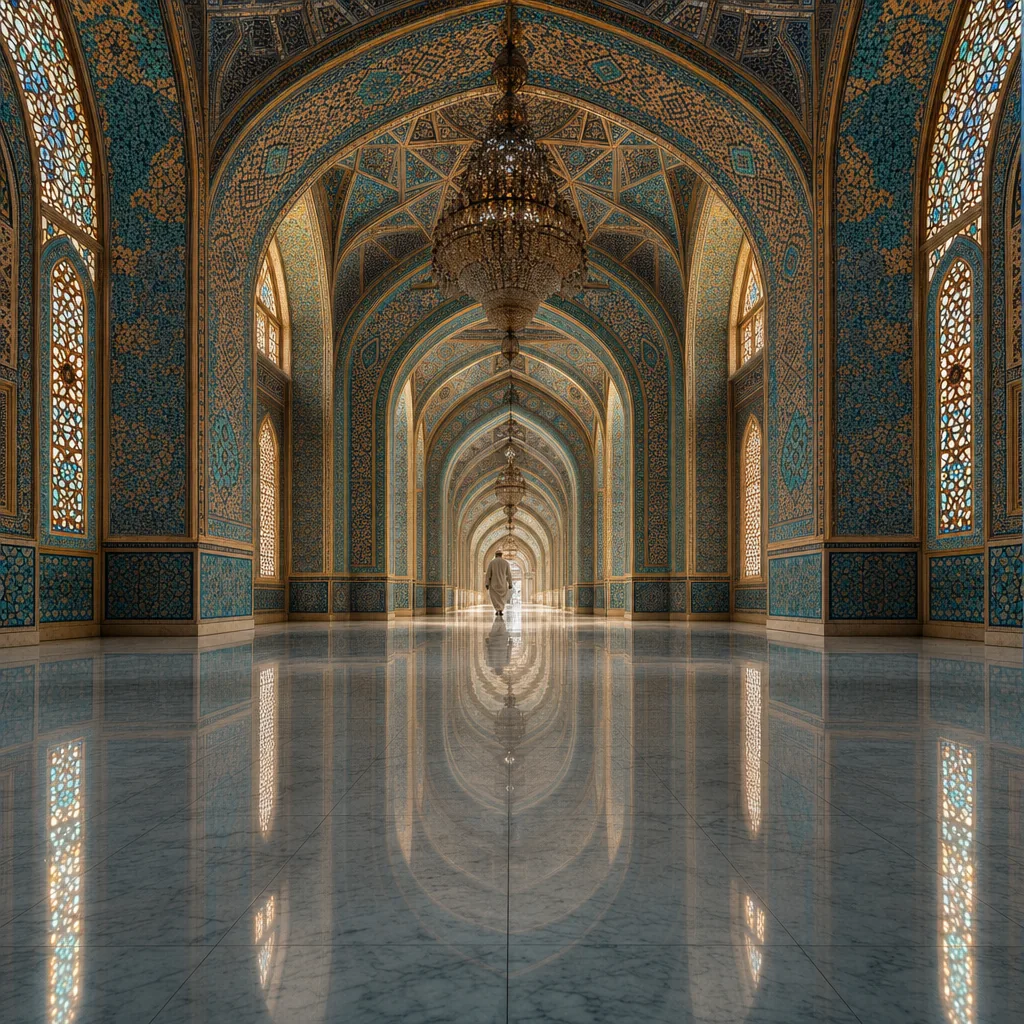 Simetria arquitetônica de uma mesquita